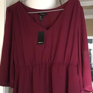 Burgundy Short 3/4 Sleeve Dress